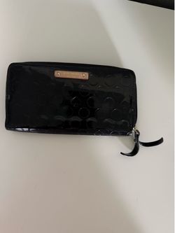 Kate Spade Black Patent Leather Zip Wallet