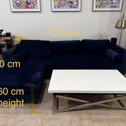 Blue Velvet Sofa Perfect For Apartment 