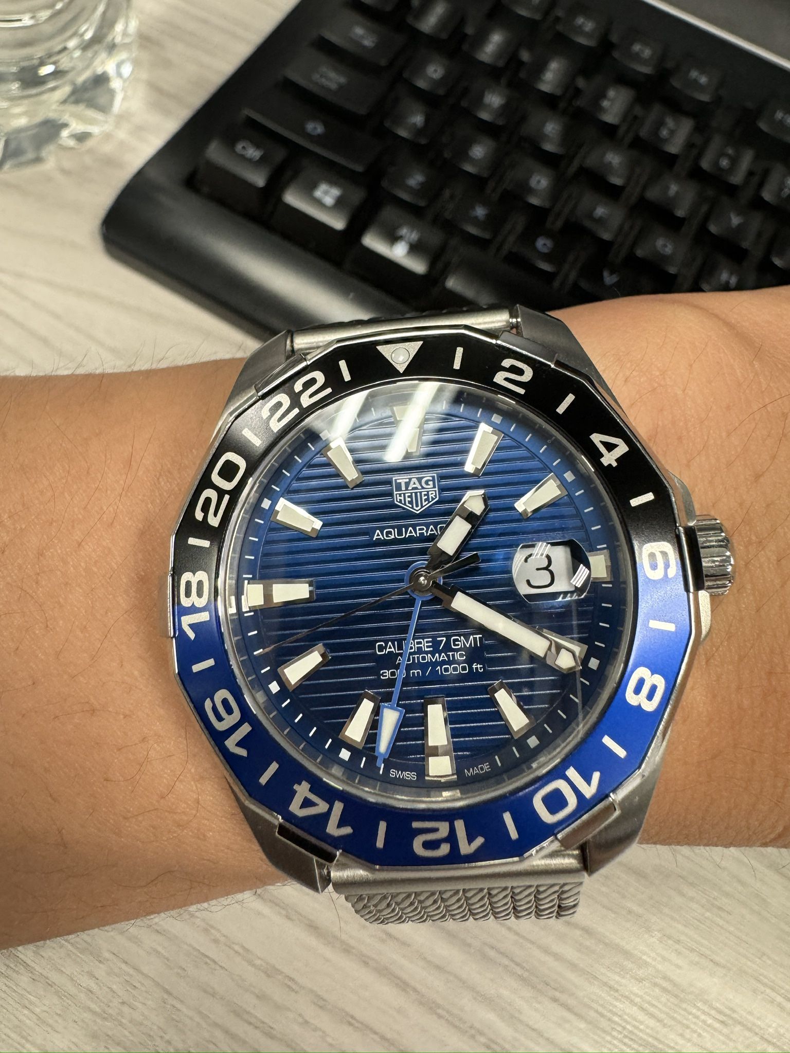 Tag Heuer Aquaracer Calibre GMT “Batman” – $2,800 (Retail: $3,850)