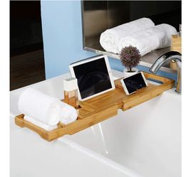 Bathtub Rack BRetractable Anti-Skid Rack Bathroom Wine Rack Bathtub Mobile Phone Bracket Bathtub Tray Multi-Function Bathroom with extendable Bathtub 