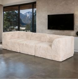 Compressed sofa Sand Faux Fur , Compressed foam. New Especial price