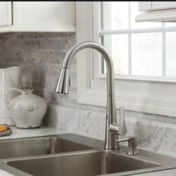 Kitchen Faucet- "Tolland" Stainless Steel - Touchless! -Pull-down - W/ Soap Dispenser - by allen+roth