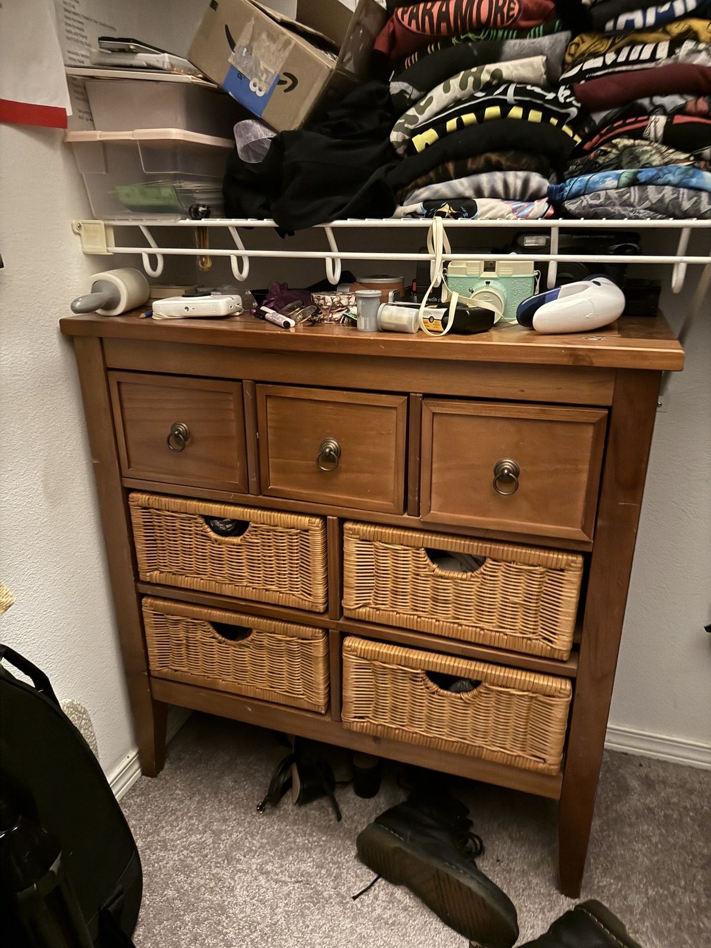 Wood Rattan Dresser