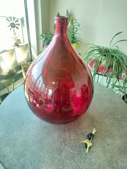 Antique Italian 54 liter demijohn red early 19th century