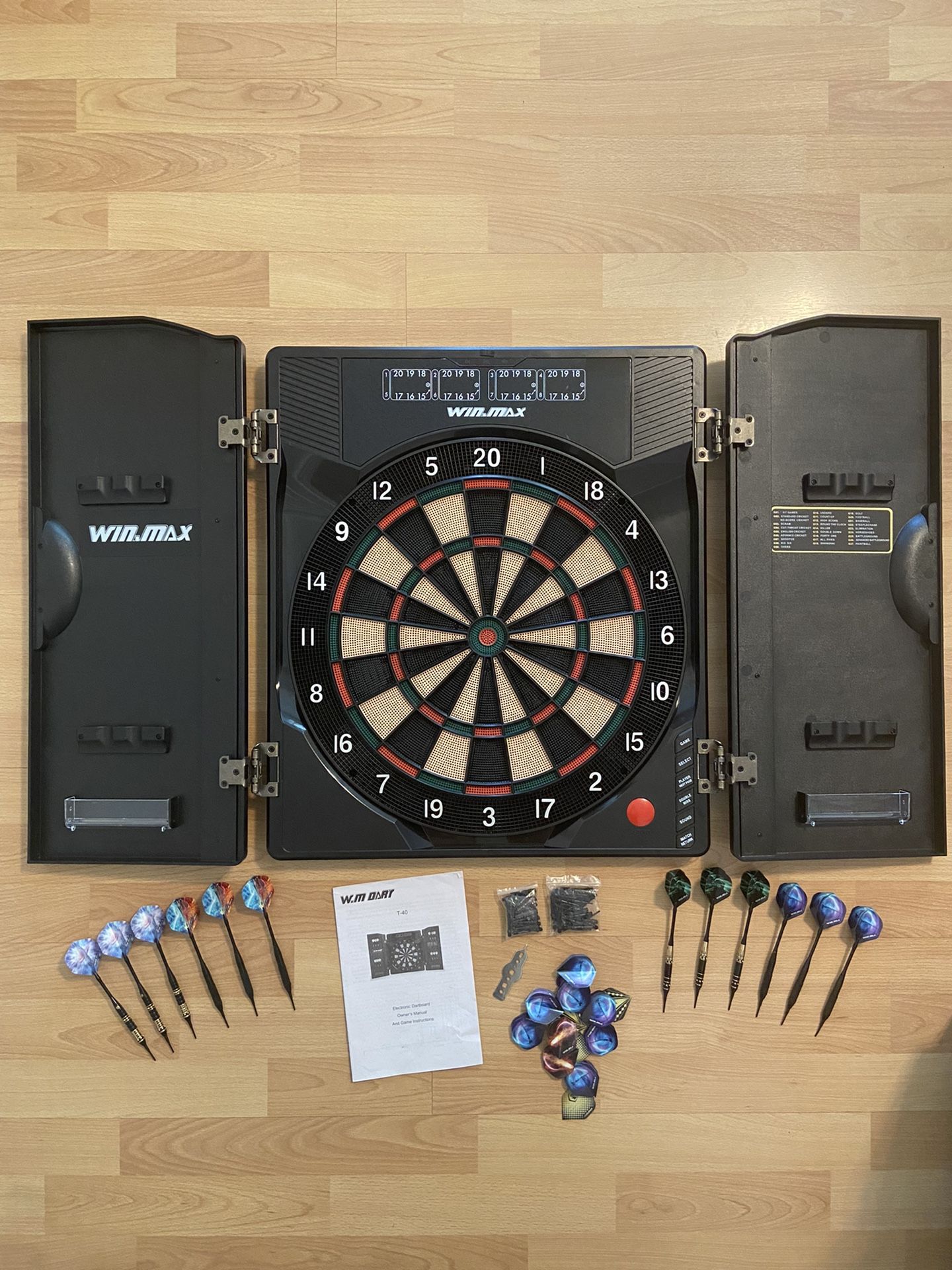 WinMax Electronic Dart Board With Cabinet 12 Quality Darts for