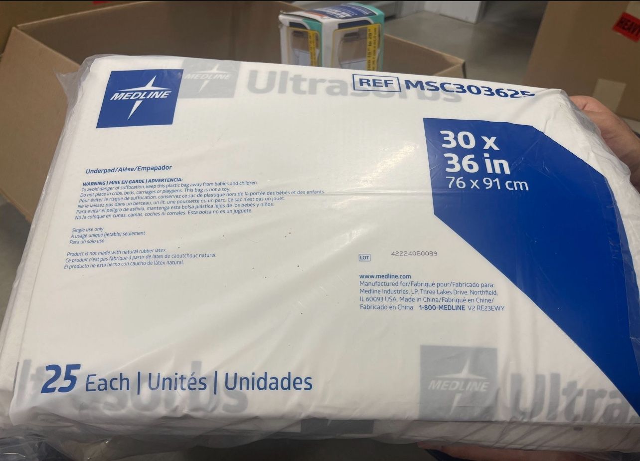 Medline Ultrasorb Drypads 30*36  25 Count  Super Absorbent Disposable Bed Pads 