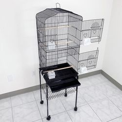 (NEW) $60 Small to Medium Bird Cage 60” Tall Parrot Parakeet Cockatiel Bird Cage 18x14x60” Rolling Stand 