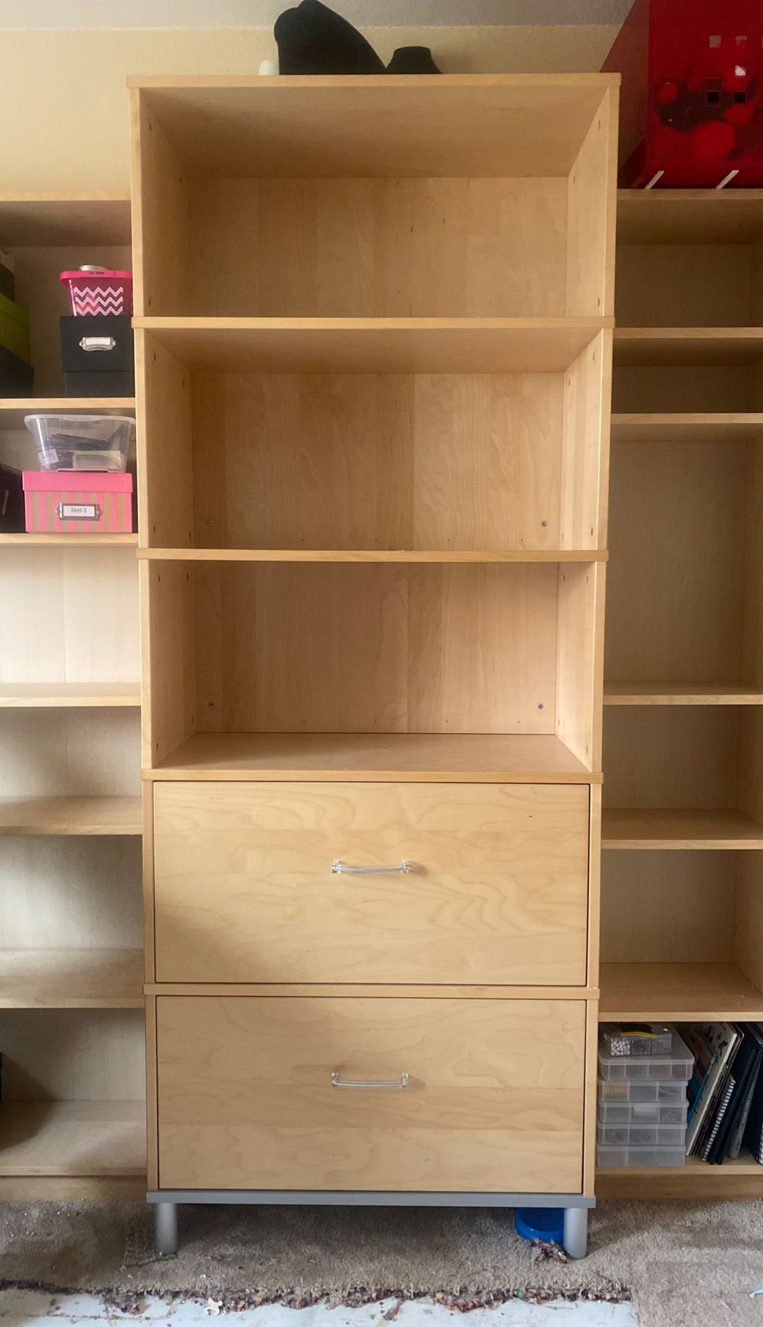Tall filing cabinet with shelf