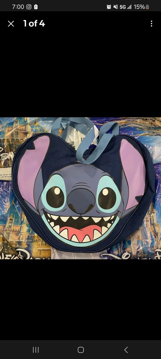 Disneyland Big Face Stitch Canvas Tote Bag