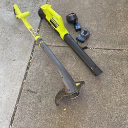 Ryobi 18v Blower And Weeder Battery And Charger