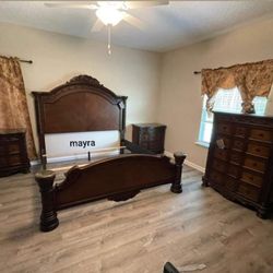 North Shore Dark Brown King Panel Bed Frame Cama ◇ Dresser, Mirror, Nightstand, Chest Not Included 