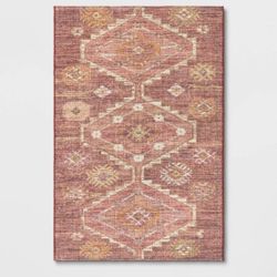 New 4'x6' Southbury Washable Printed Diamond Persian Style Rug Rust