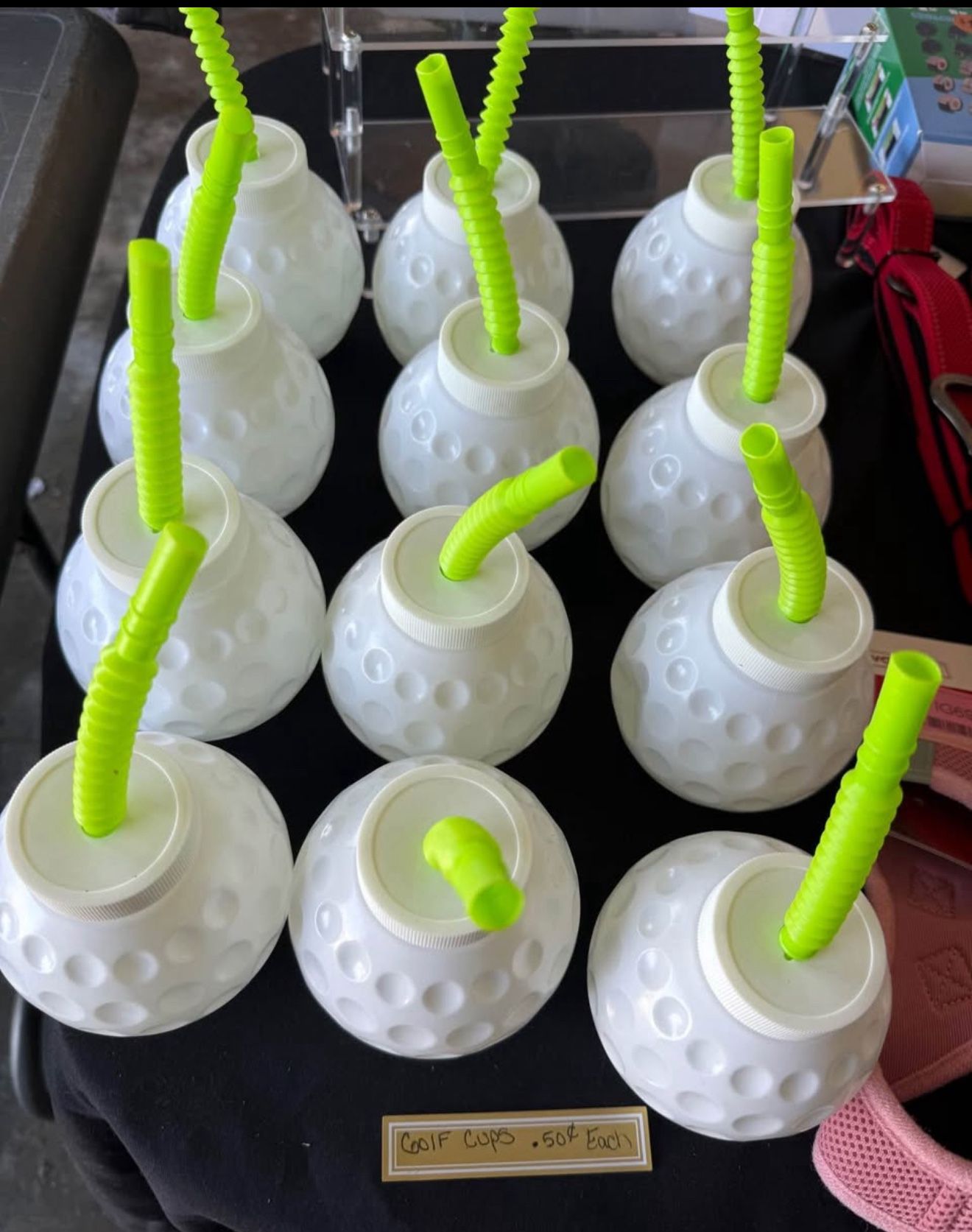 12 Golf Ball Cups With straws