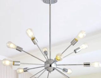 Chrome Sputnik Chandelier with 12 Bulbs