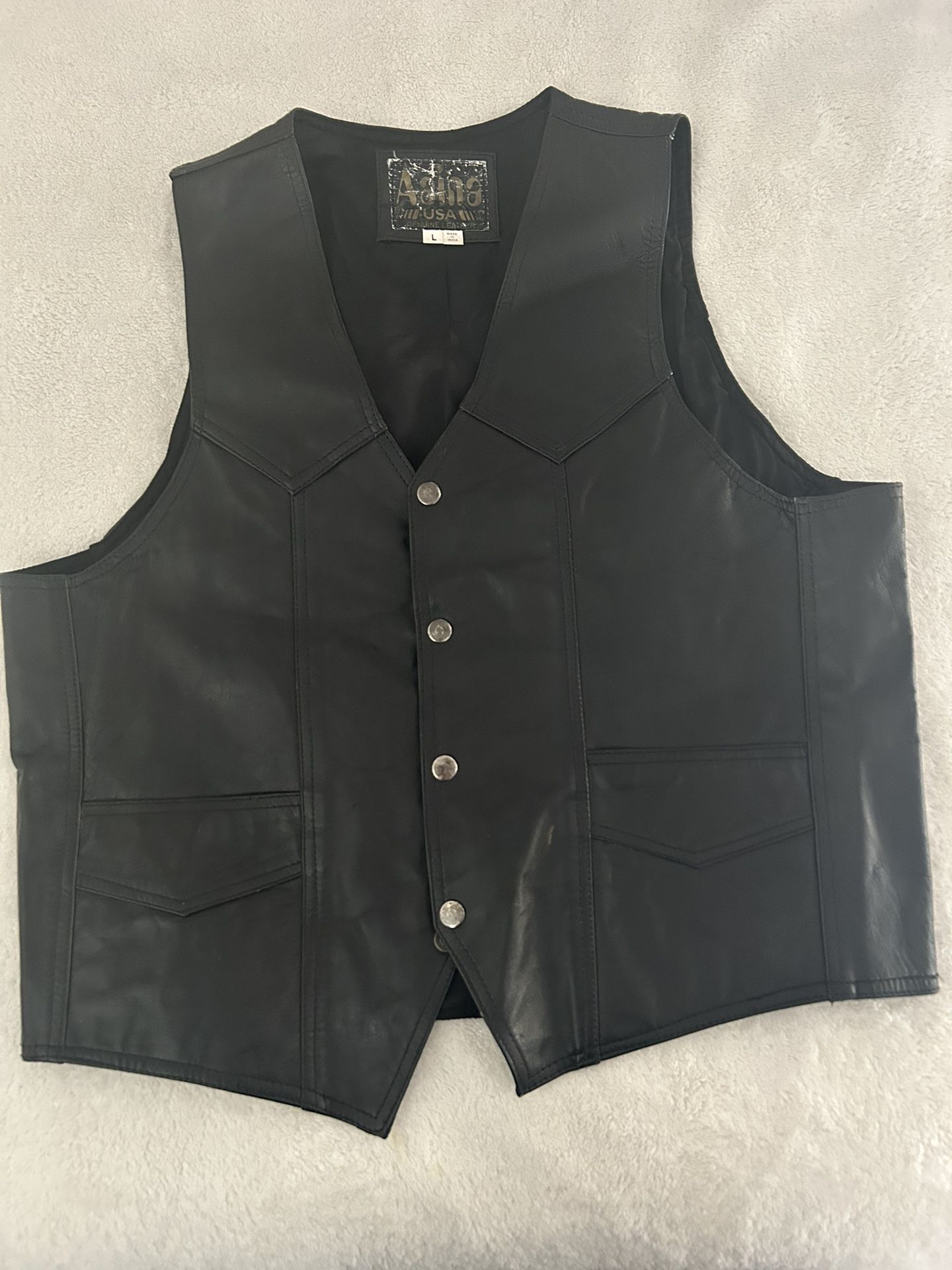 Black Leather Vest Size L