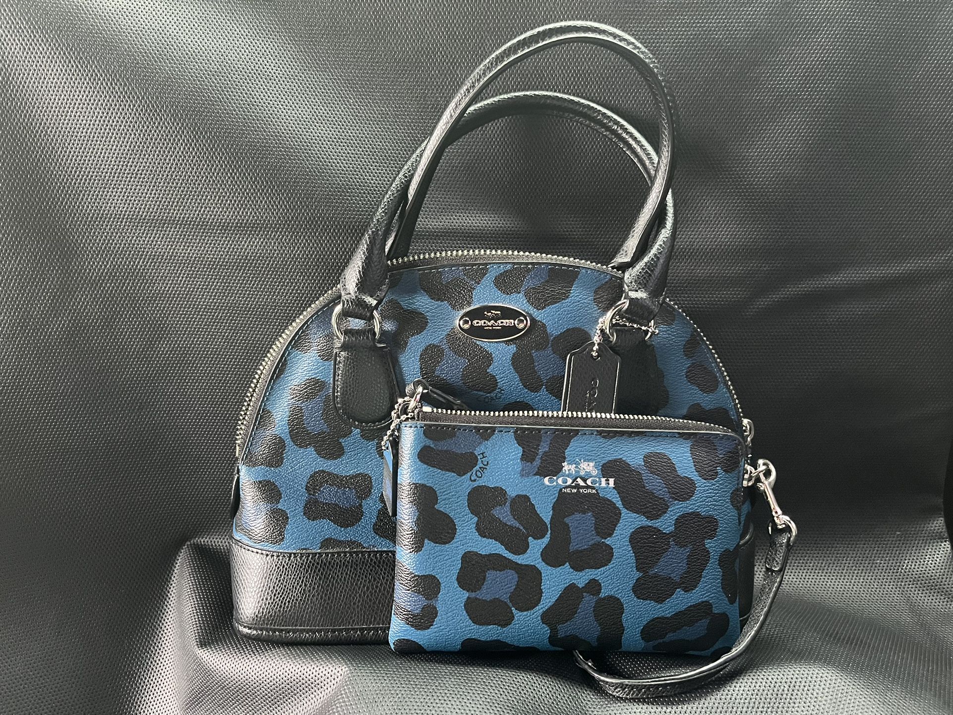 COACH Ocelot Leopard Coated Canvas & Matching Wristlet $110/ OBO