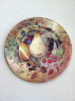 Fiorilli Still Life Pear Collector's Edition 7.5" Round Plate 1855 Email de Limoges decore a la main a P Marino I. Godinger