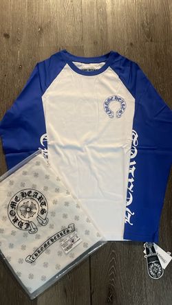 White and blue long sleeve chrome hearts shirt size medium