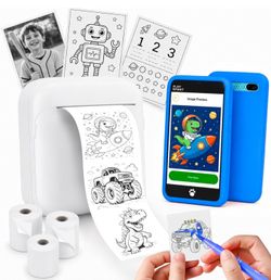 MOMILLA Thermal Printer&Kids Phone Set,Kids Toys 1000 Material Mini Printer
Sticker Printer and Kids Smart Phone Set
