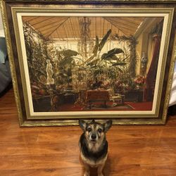 Large Kirkland Signature Framed Wall Art – Elegant Conservatory Scene – Excellent Condition