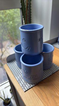 FOUR Blue La Fermiere blue clay ramekin
