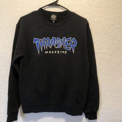 Thrasher Jagged Logo Black Crew Sweatshirt size S