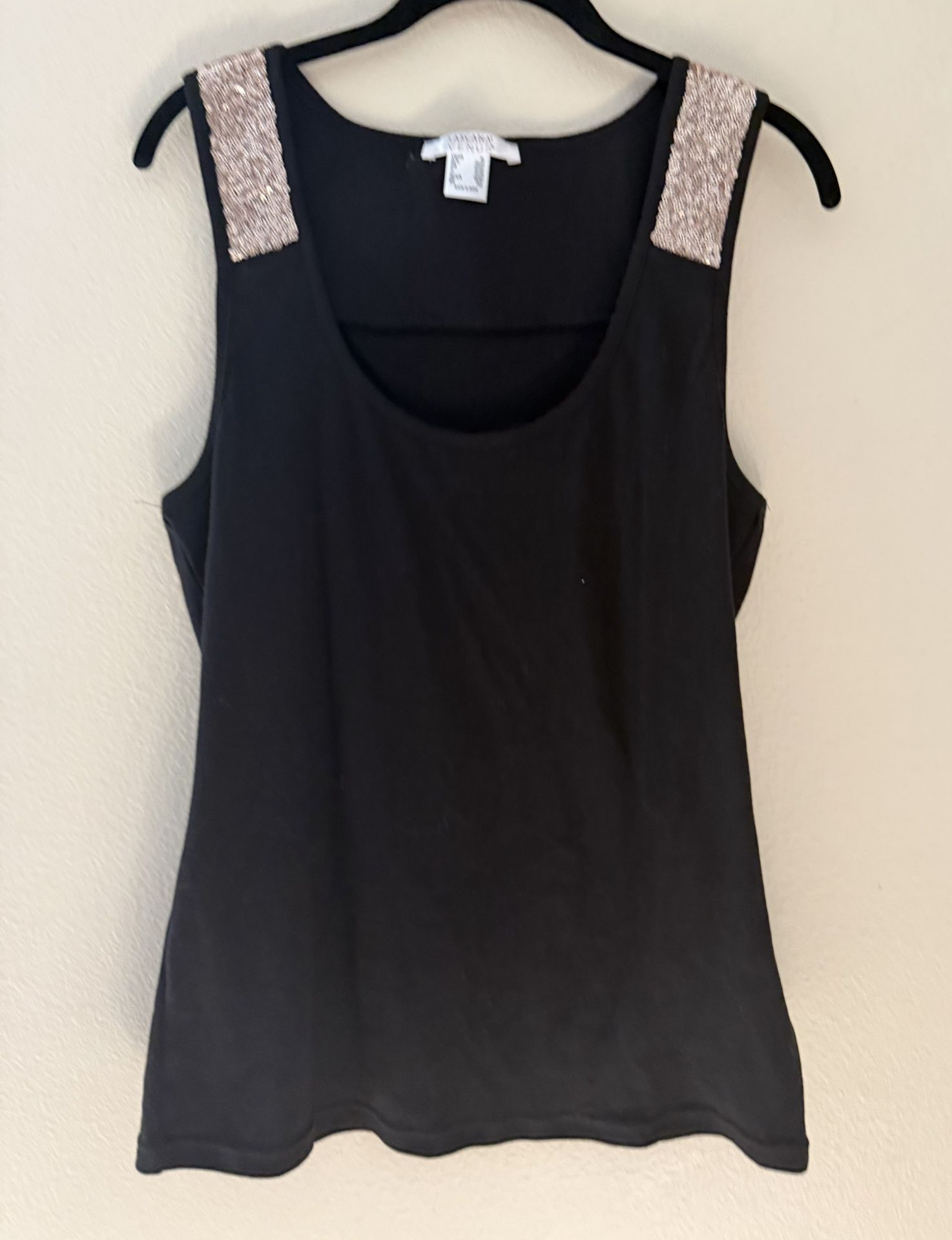Black w/ Gold Sequin Accent Tank Top Cami Shirt Size XL. Brand - Venus Lascana