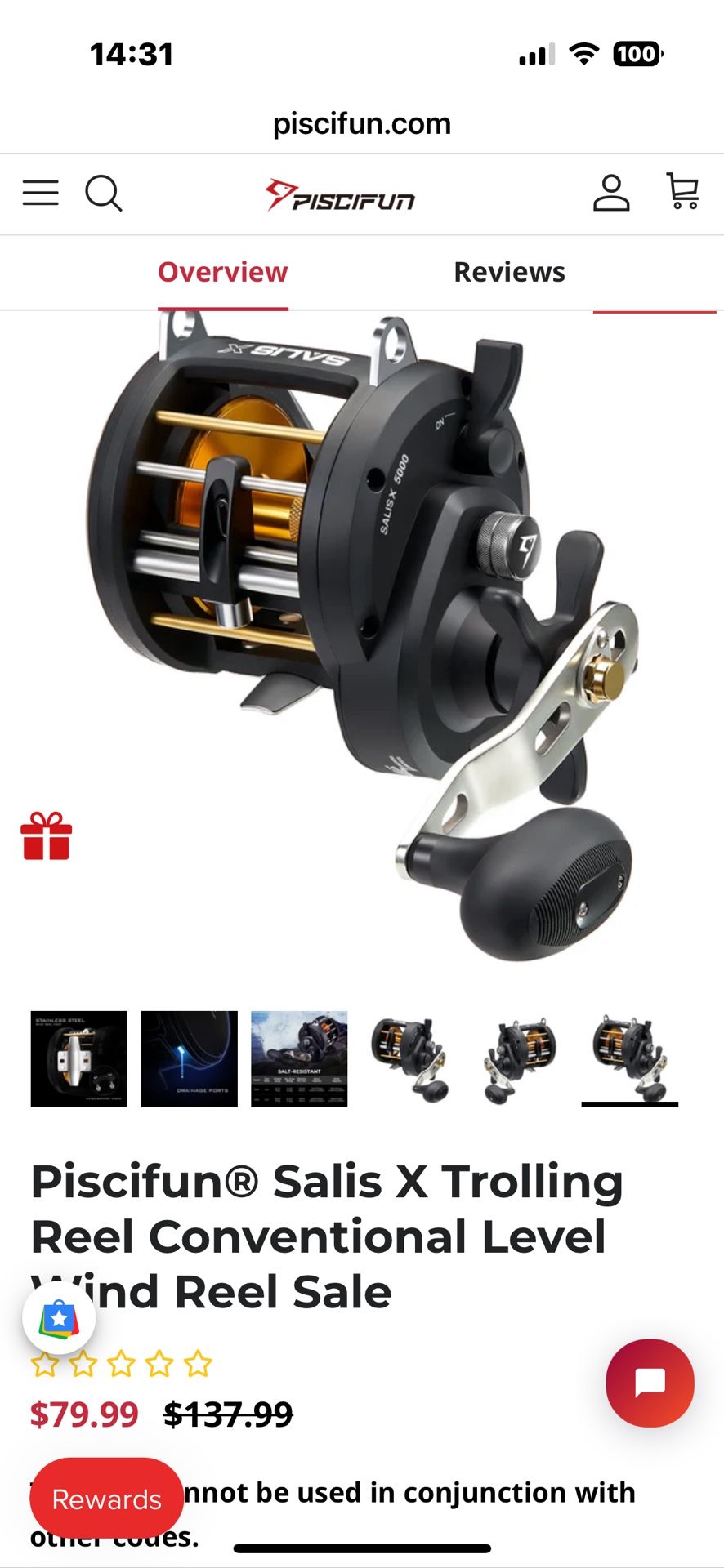 Piscifun Salis X Baitcasting Fishing Reel 5000 Right Hand