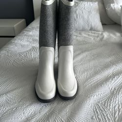 Tall White/Grey UGGS Rain Boots 