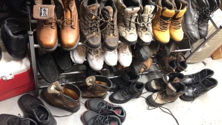 All size work boots and sneakers and the dressy shoes