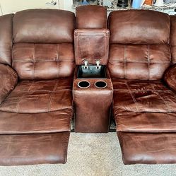 Brown Dual Recliner Couch