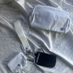 Lululemon Bundle White Belt Bag + black, and white dual pouch wristlet