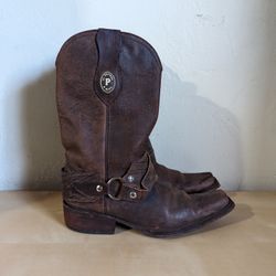 El Patron El Triunfo Brown Leather Harness Boots Cowboy Boots Men’s Size 6 / Women’s Size 7.5-8 / Mexico Size 24