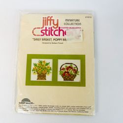 Jiffy Stitchery Miniature Collection Daisy Basket Poppy Basket Cross Stitch Kit
