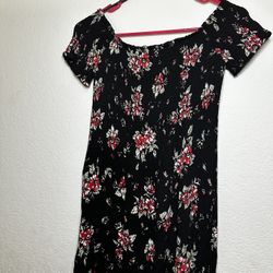 Black Floral Strapless Sundress 