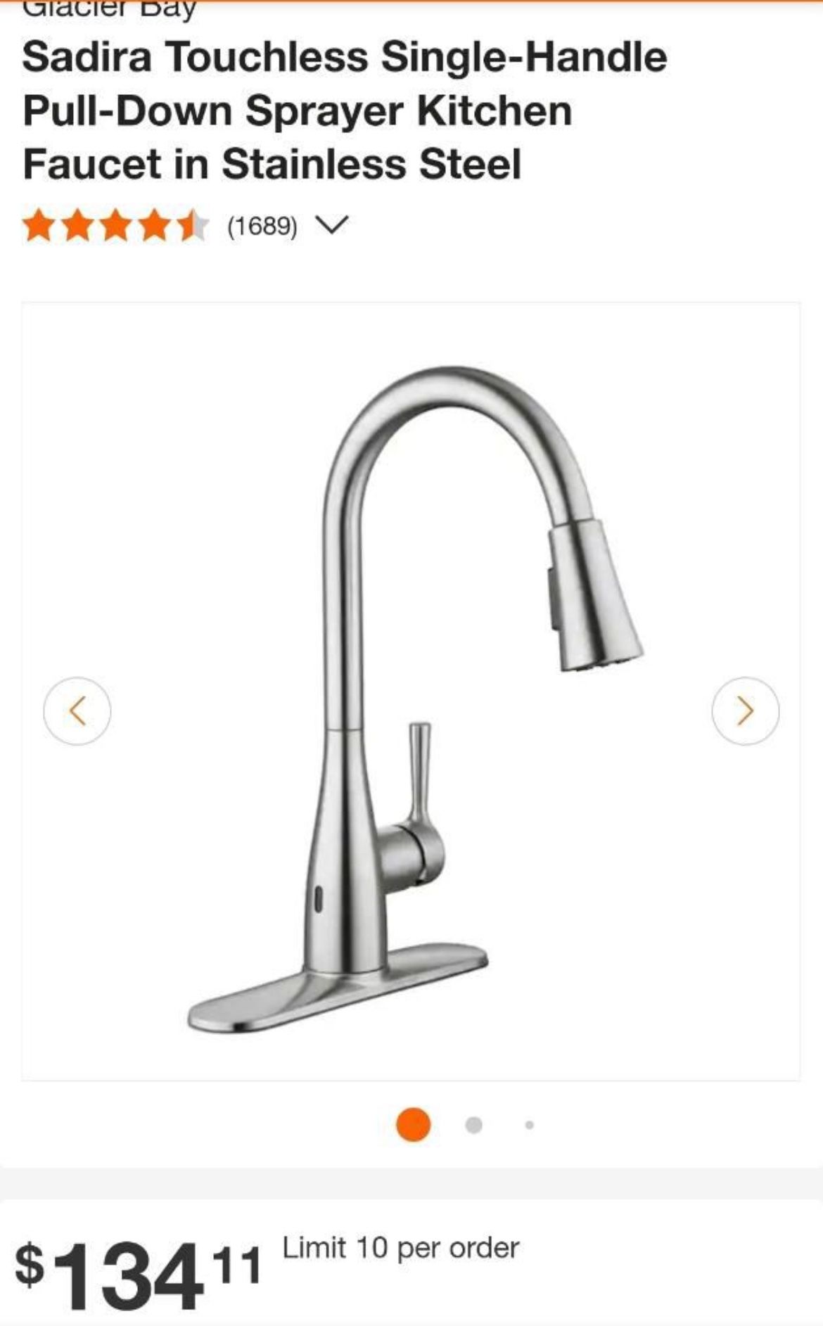 Glacier Bay  Sadira Touchless Single-Handle Pull-Down Sprayer Kitchen Faucet in Stainless Steel