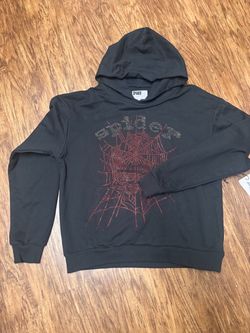Sp5der Black Rhinestone Hoodie