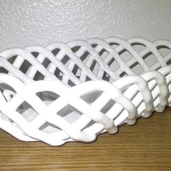 PRIMO'GI - White Handmade Glazed Ceramic Woven Basket from Italy