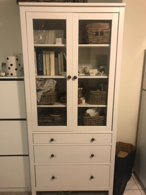 Ikea Hemnes Glass Door Cabinet W 3 Drawers For Sale In San