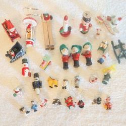 Lot of 32 Vintage Wood Christmas Ornaments 