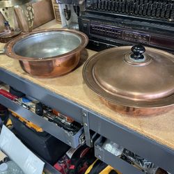 Vintage Copper Chafing Pots.