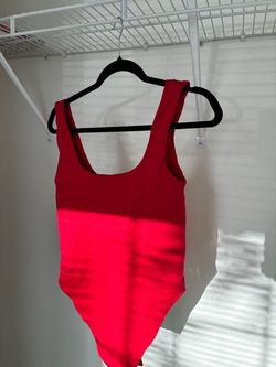 Red Scoop Neck One-Piece bodysuit