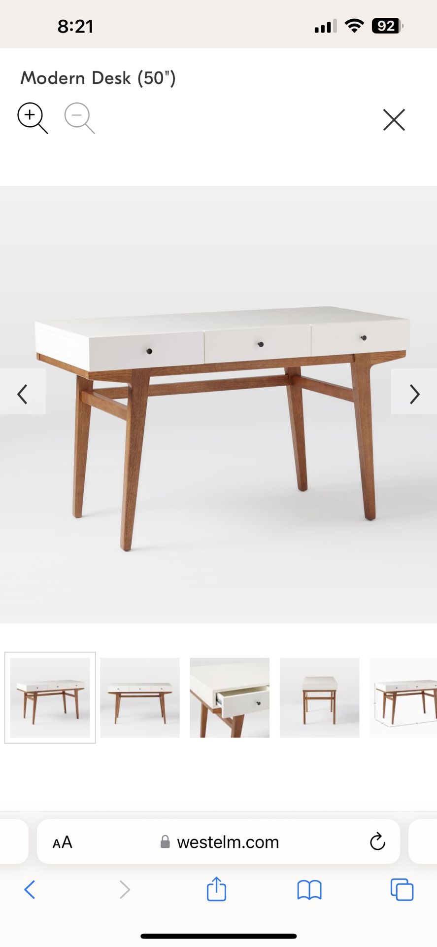 West Elm Mid Century Modern Desk 50”