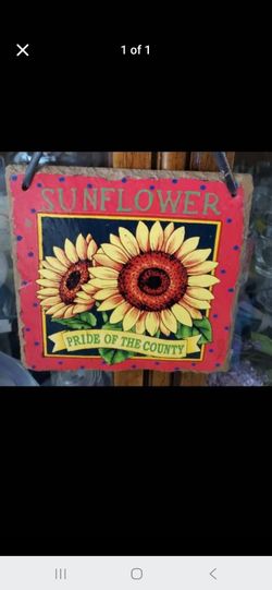 Sunflower Pride of the County Hanging Slate Sign