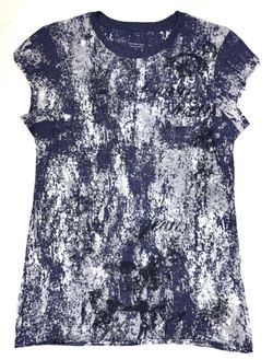 Calvin Klein Women's XL Semi-Sheer Blue Polyester Blend Short Sleeve Pullover T-Shirt