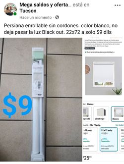 Persiana enrollable sin cordones color blanco, no deja pasar la luz Black out