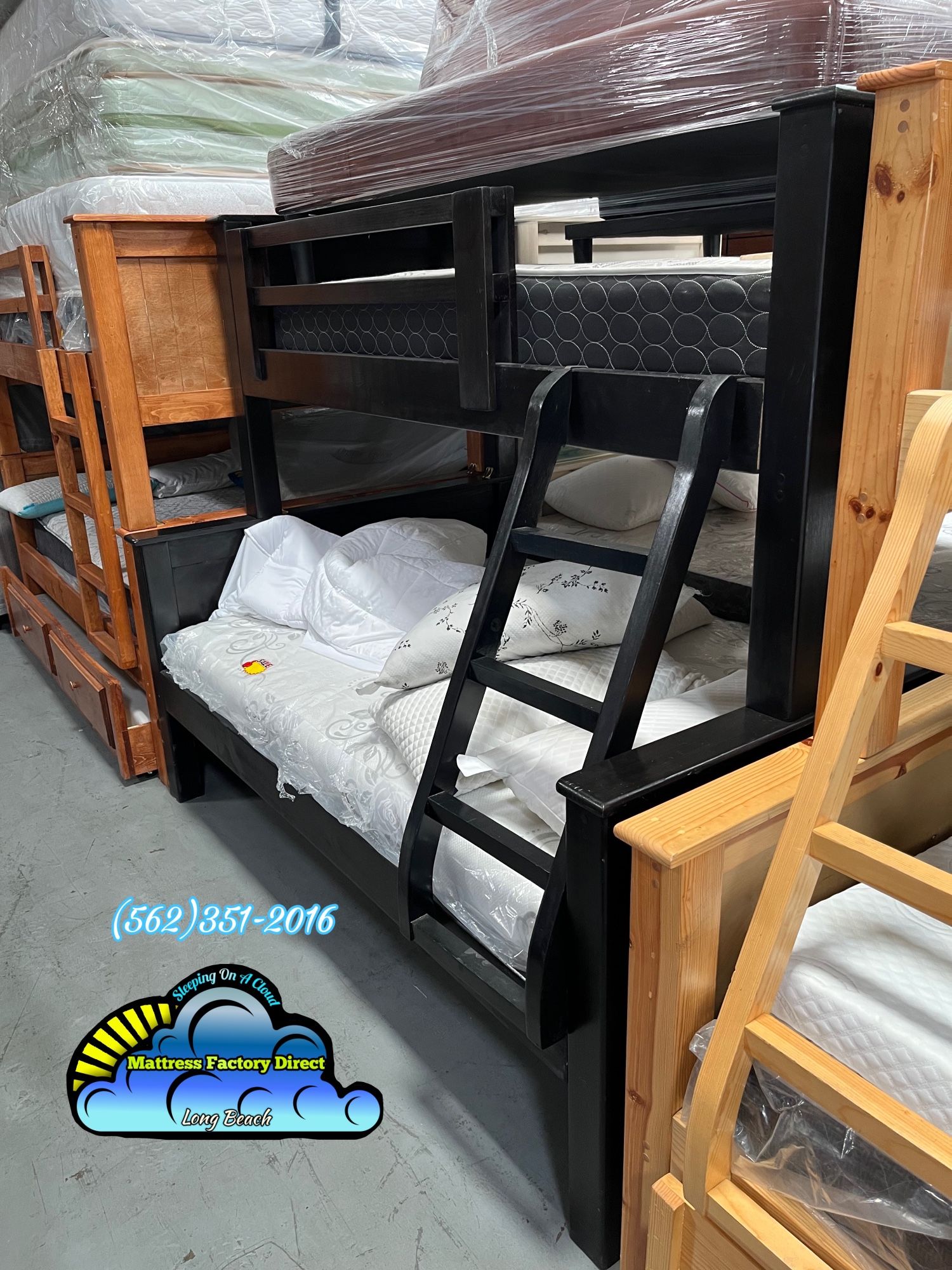 Twin Full Black Litera Nueva Con Colchones New