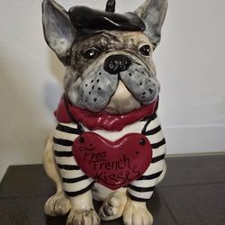 Brand New Blue Sky Ceramics Free French Kisses Paris Dog  9 1/2" H Statue