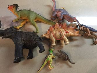 Various hanging ornament style dinosaur action figures