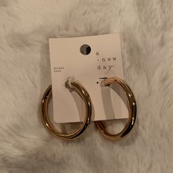 Target brand nickel-free gold-colored Hoop Earrings